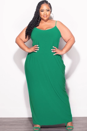 Final Sale Plus Size Tank Spaghetti Strap Maxi Dress in Kelly Green Day Comfort EcoFriendlyDye
