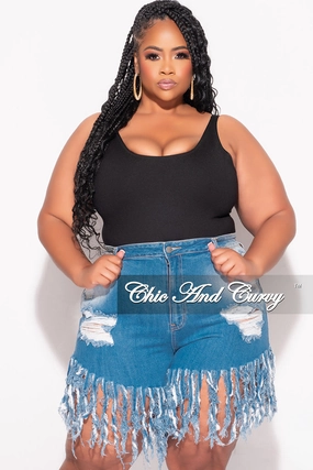 Final Sale Plus Size Thick Black Thong Bodysuit in Black Sleek Look