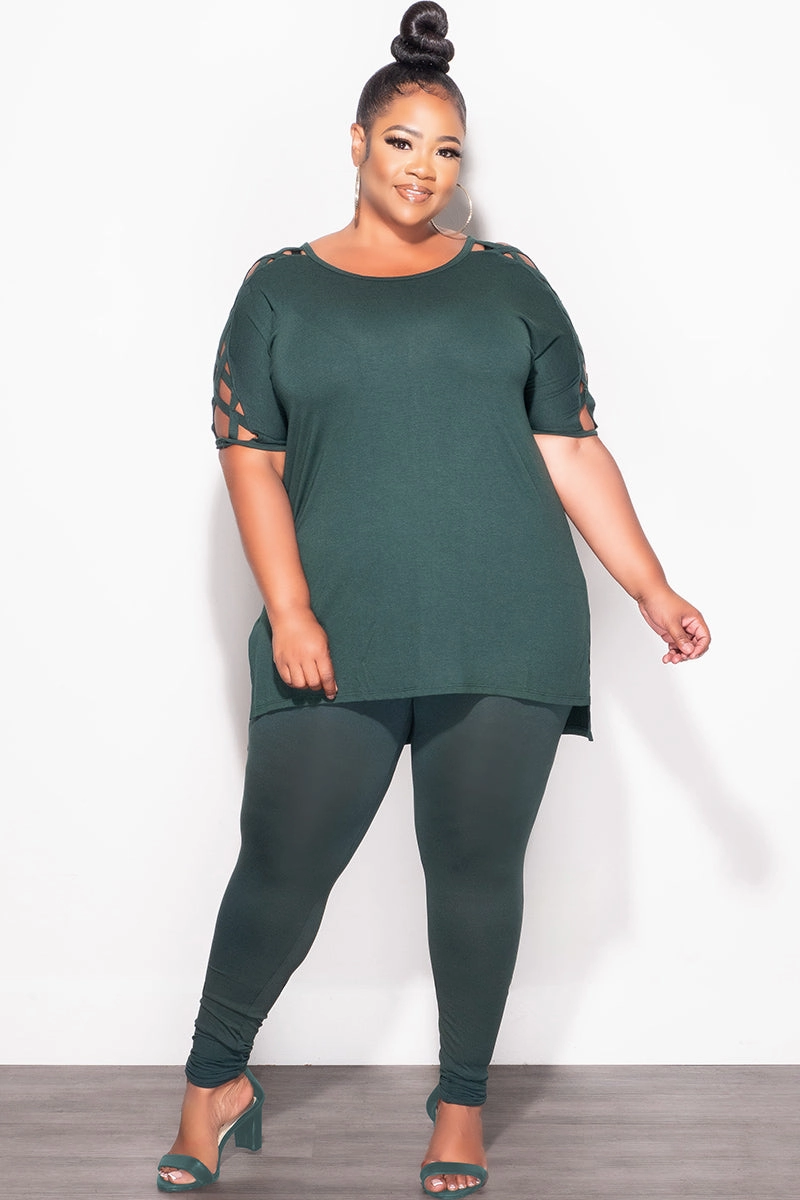 Final Sale Plus Size Top and Legging Set in Hunter Green Casual Vibes