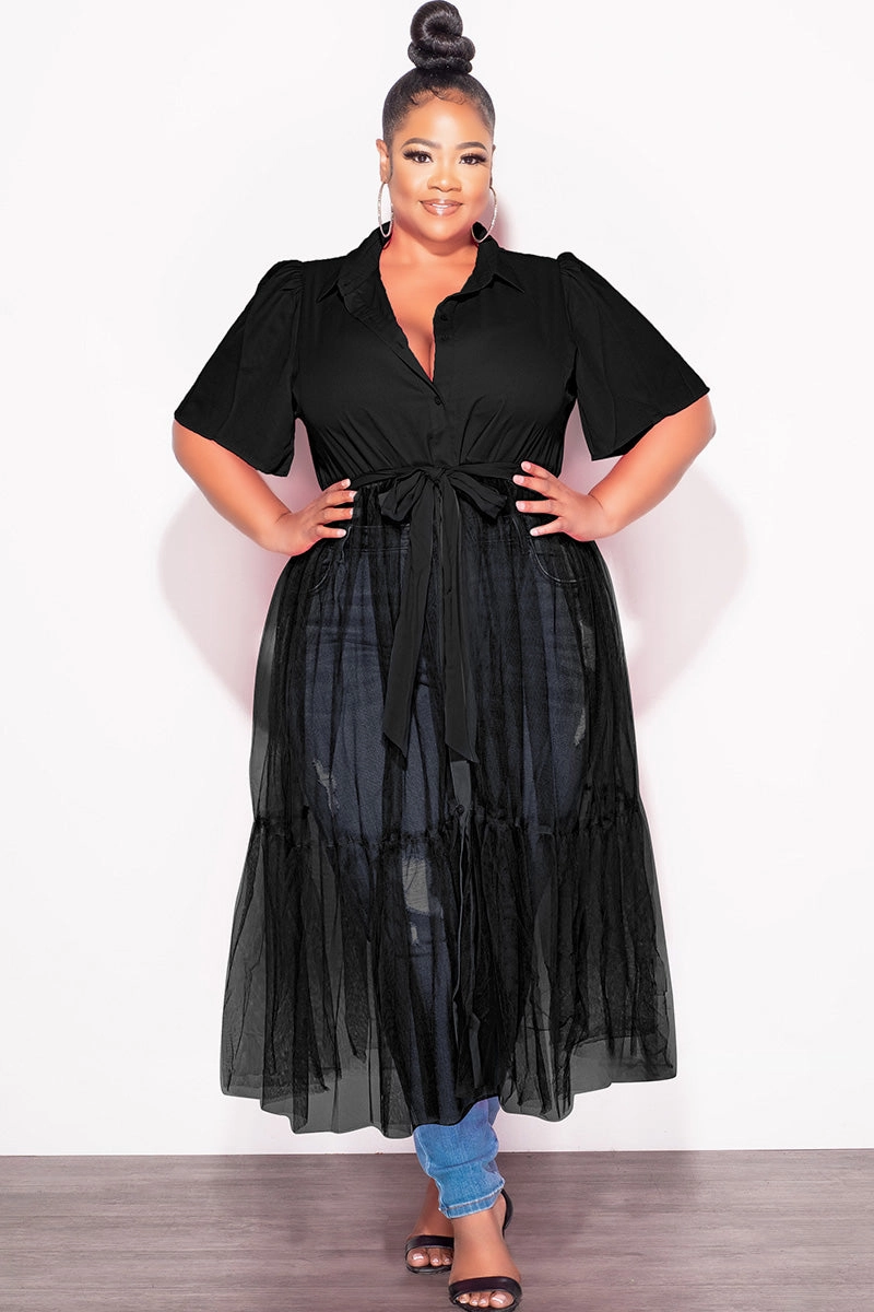 Easy Fit Workout Ready Final Sale Plus Size Top with Sheer Detail in Black