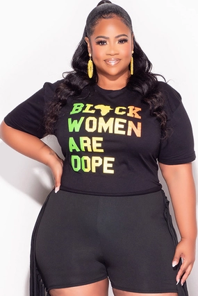 Casual Comfort Wear Final Sale Plus Size Unisex Cropped Cut Black - Black Women Are Dope  T-Shirt