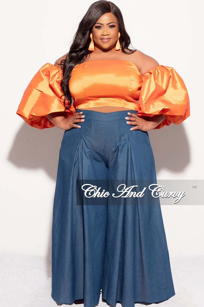 UVProtectiveLayer slim cut Final Sale Plus Size Wide Leg Pants in Dark Denim