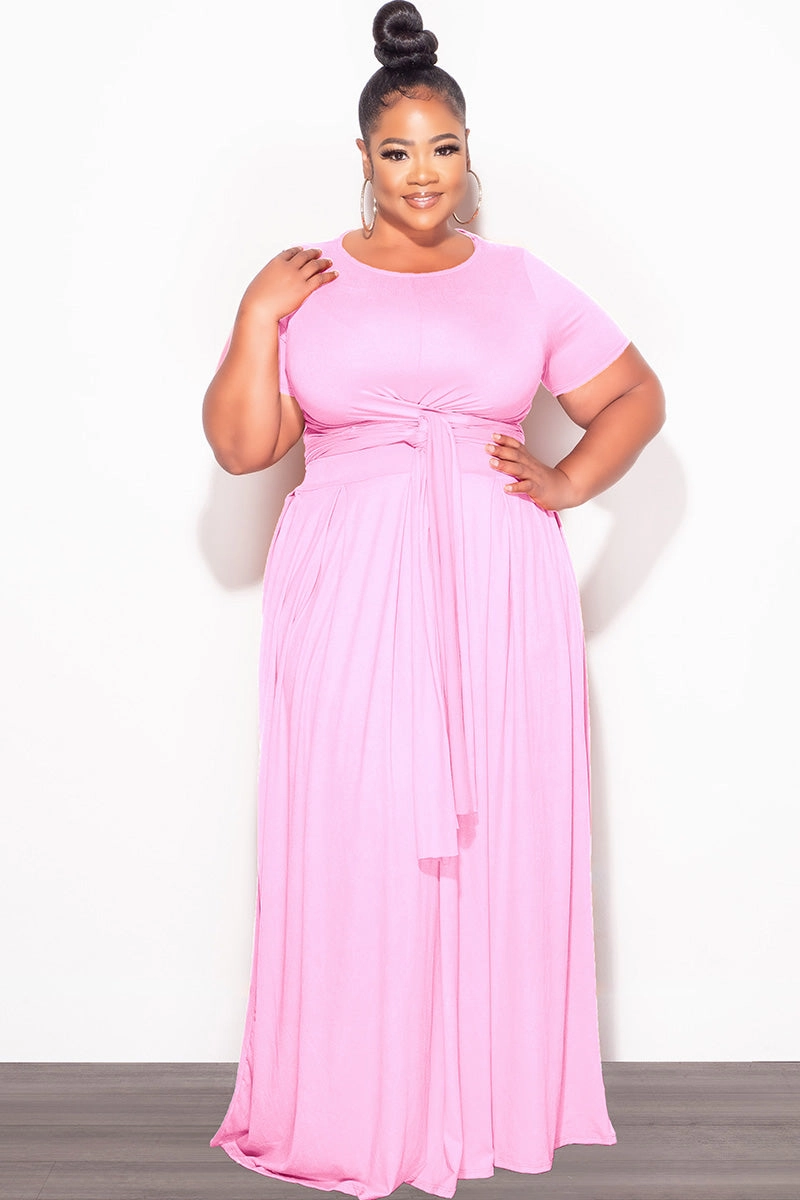 Soft Design HeatRegulatingLining Final Sale Size 2pc Tie Top Maxi Skirt Set in Soft Light Pink