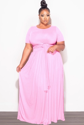 Final Sale Size 2pc Tie Top Maxi Skirt Set in Soft Light Pink Breathable Base