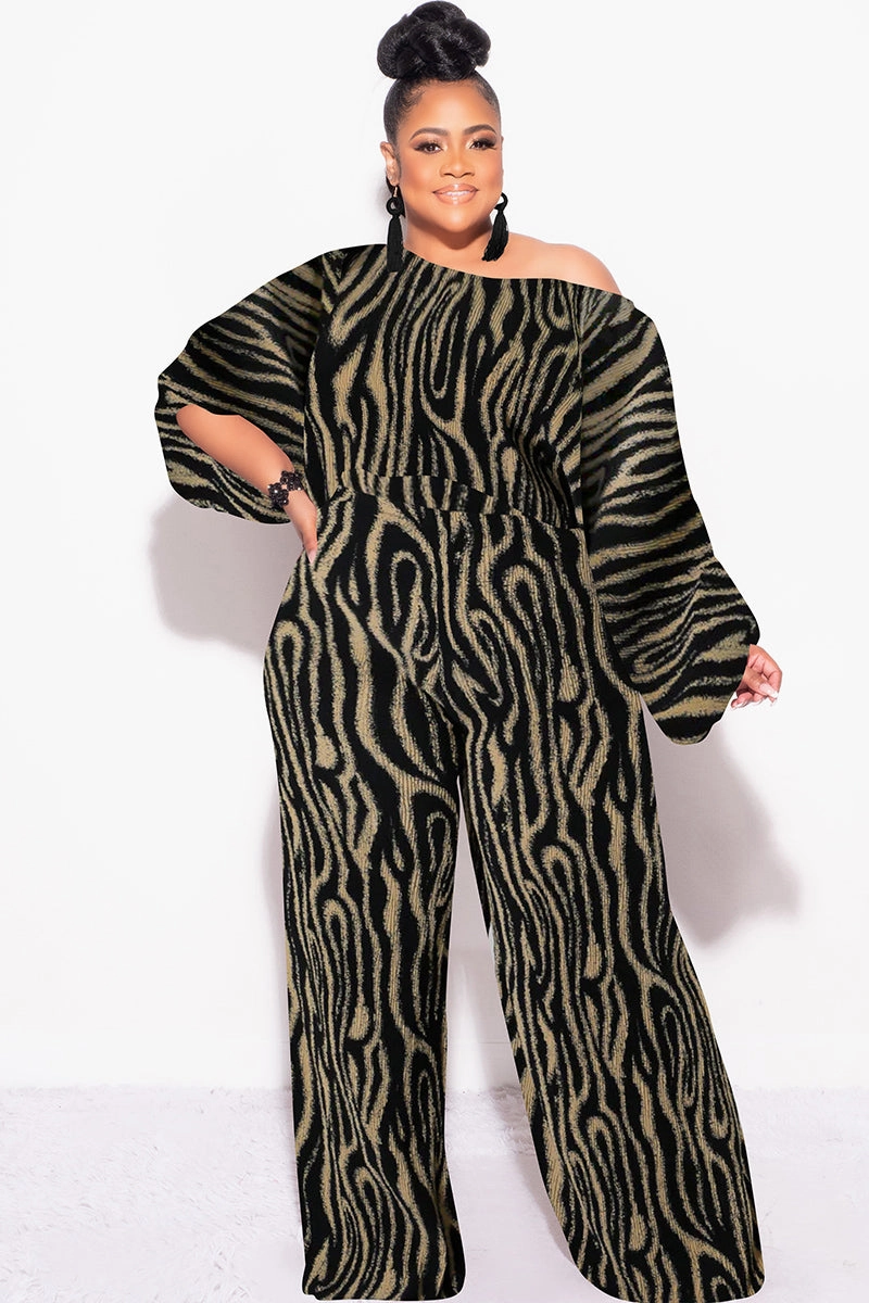 Final Size 2pc Pleated Off the Shoulder Top and Pants Set in Black and Tan Sport Comfort Fit Durable Twill