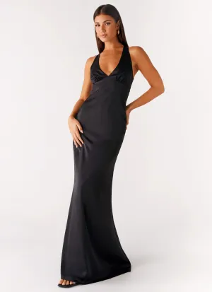 Timeless Energy Chill Design Desi Halterneck Maxi Dress - Black