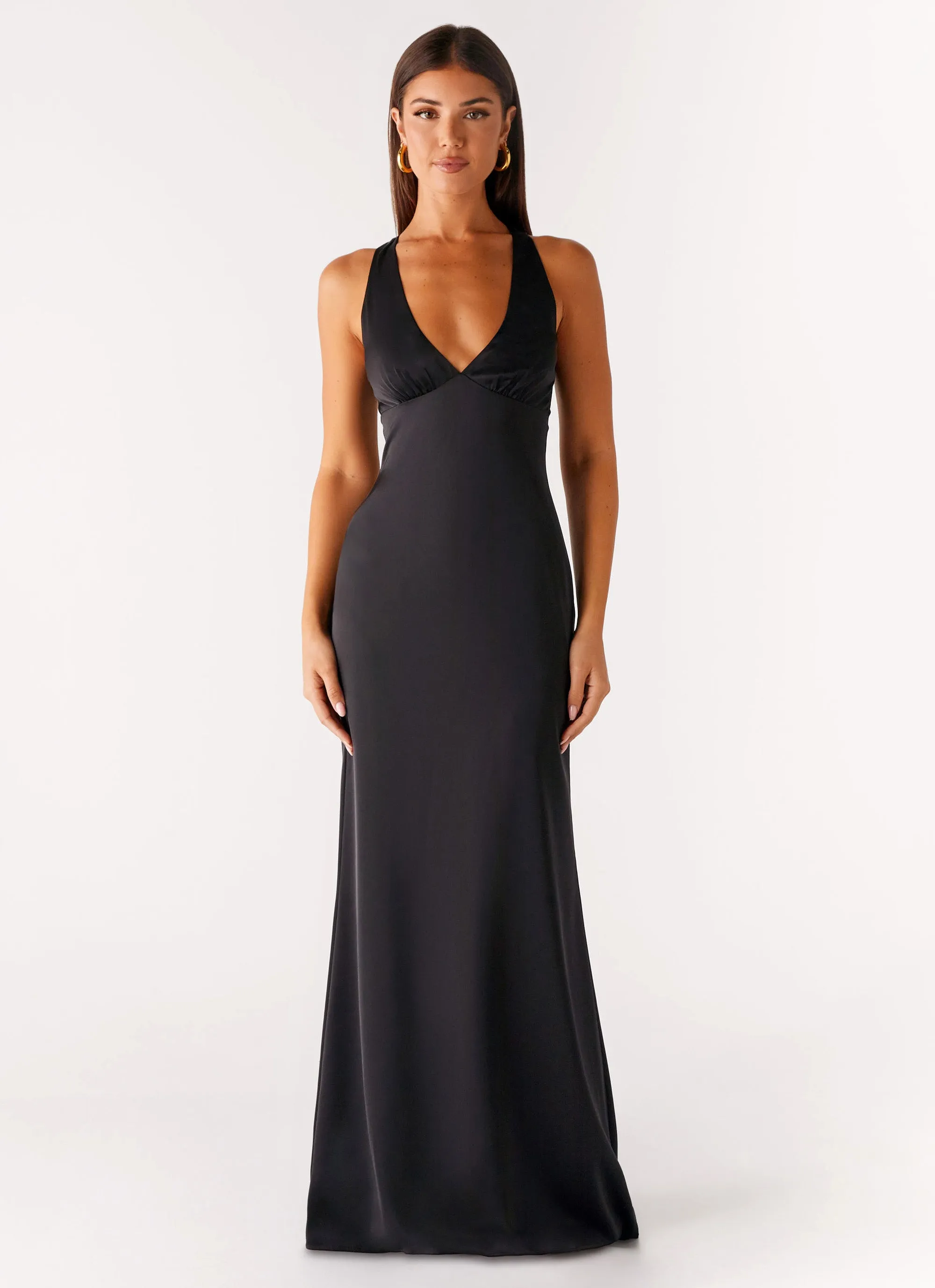 Desi Halterneck Maxi Dress - Black Boat-Neck