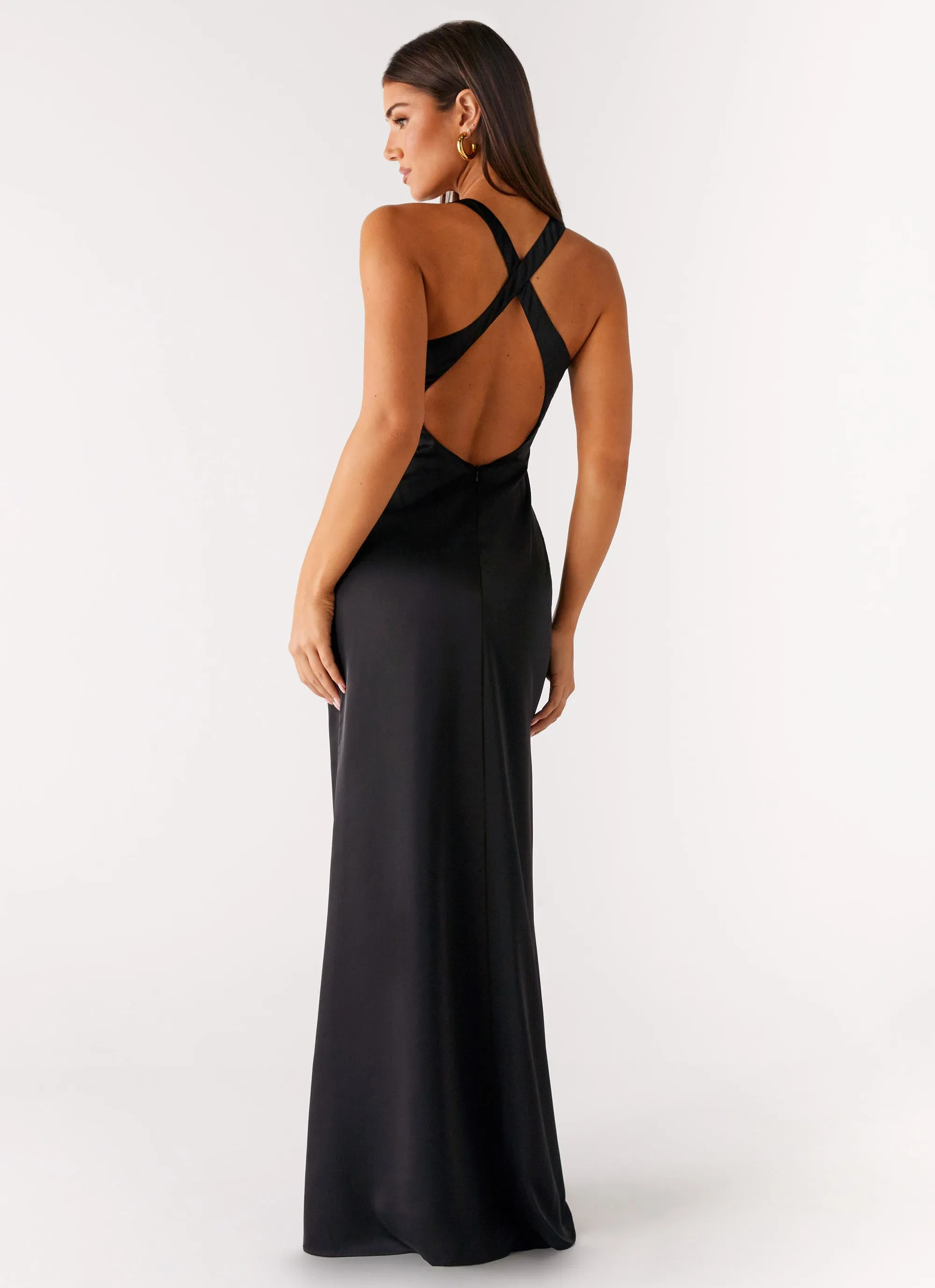 Timeless Appeal Clean Base Desi Halterneck Maxi Dress - Black