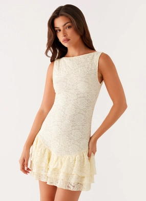 Day To Night Manuka Ruffle Mini Dress - Yellow