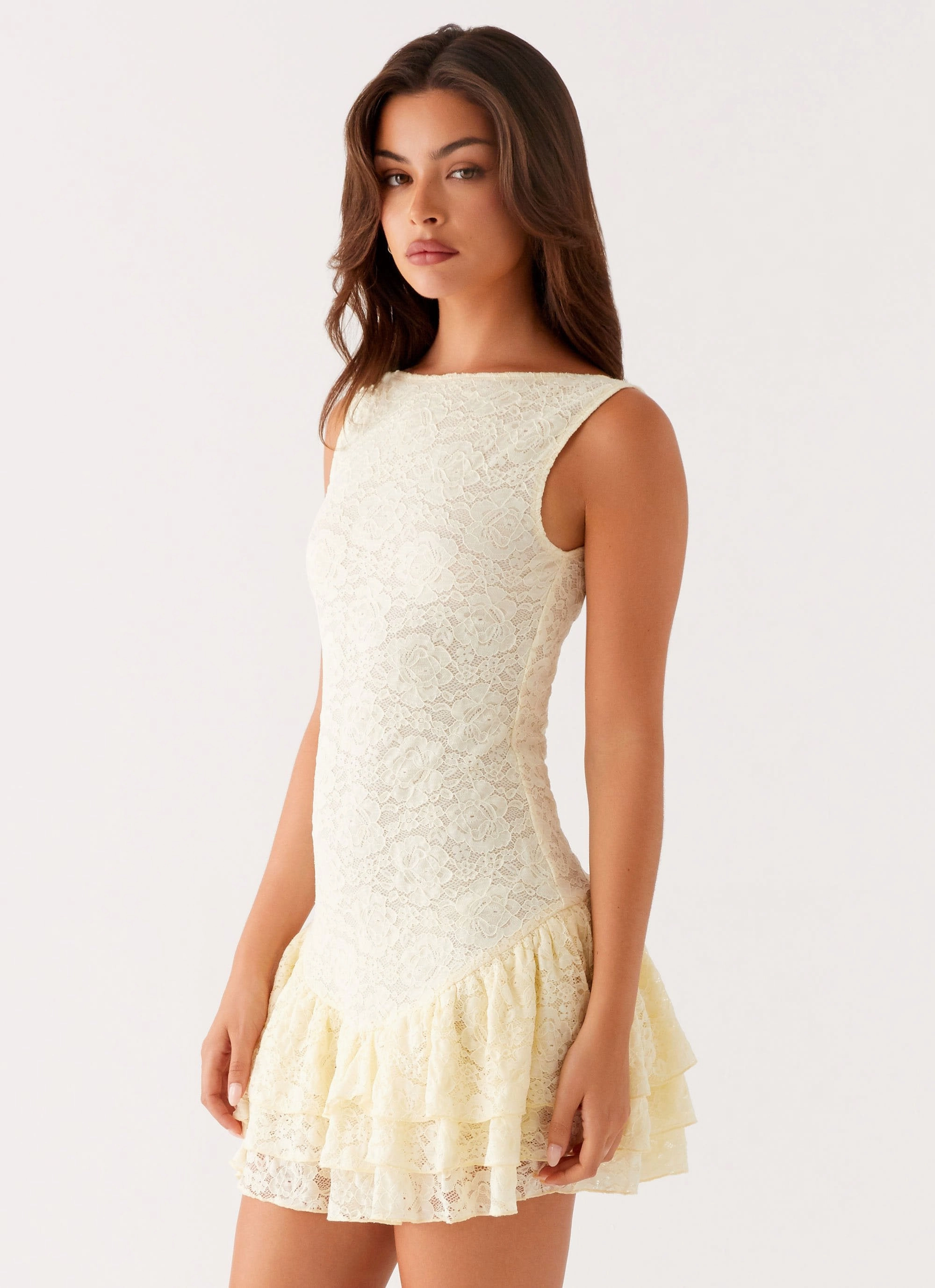 Manuka Ruffle Mini Dress - Yellow Fall Inspired