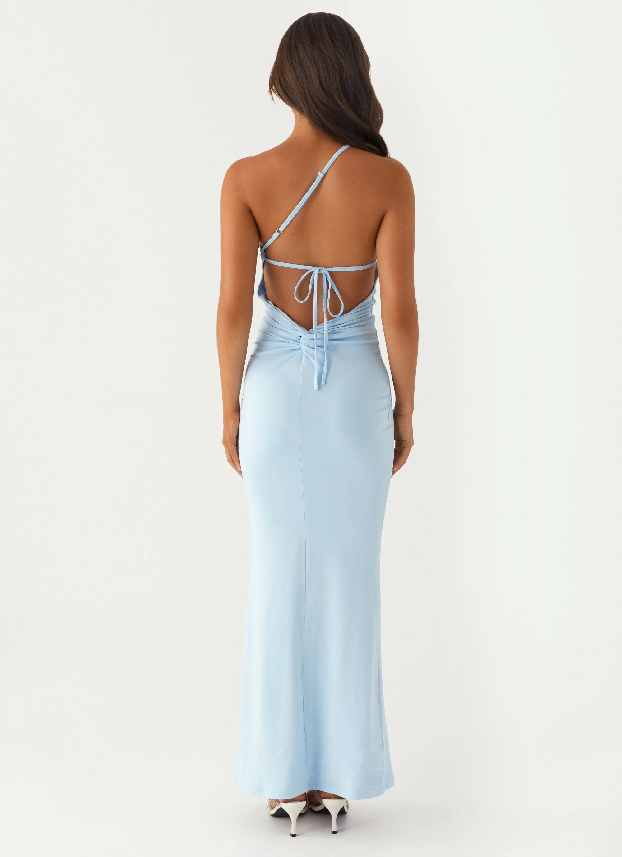 Effortless Comfort Anti-bacterial Claudia One Shoulder Maxi Dress - Blue