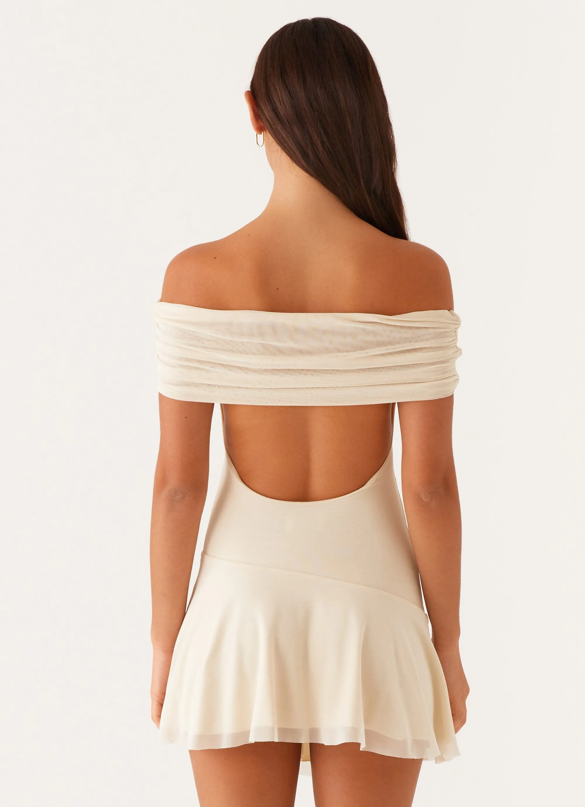 Nature Inspired Finola Off Shoulder Mini Dress - Pastel Yellow