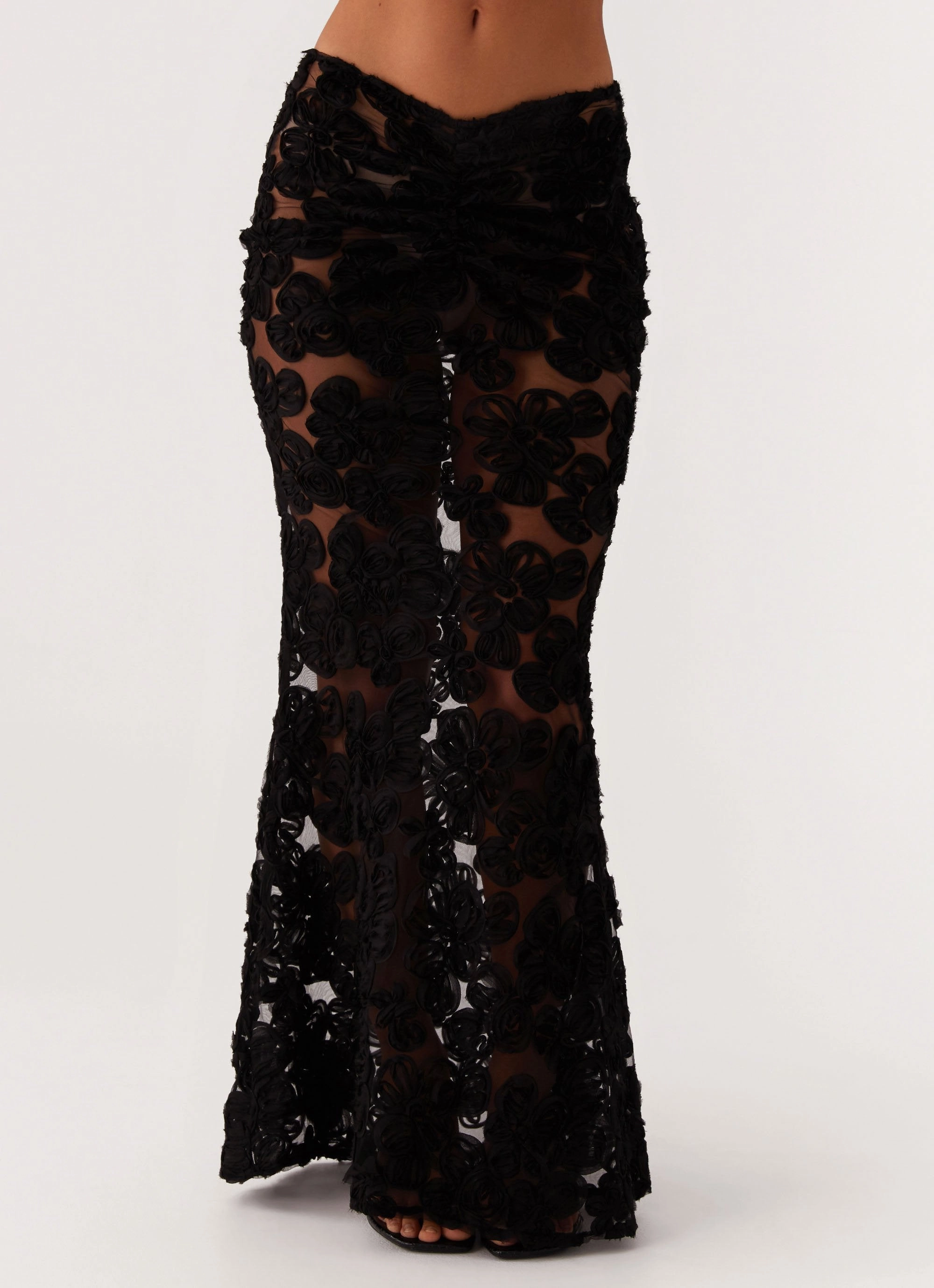 Fit Control Fiorella Floret Maxi Skirt - Black