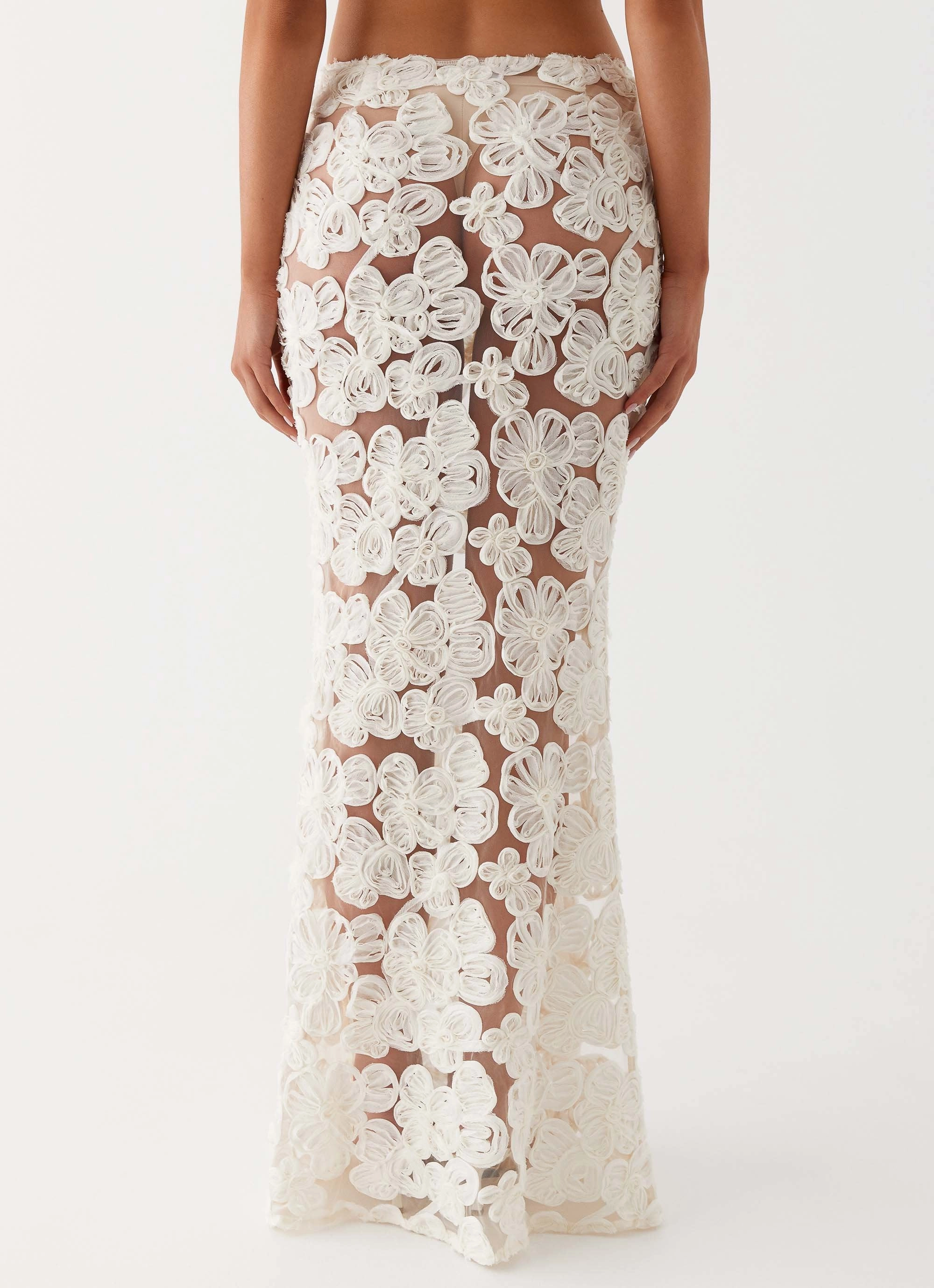 Adjustable Fit Commuter Fit Fiorella Floret Maxi Skirt - Ivory