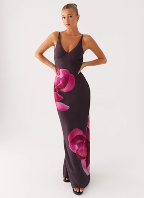 Feminine Movement Subtle Drape Griselda Maxi Dress - Dark Chocolate