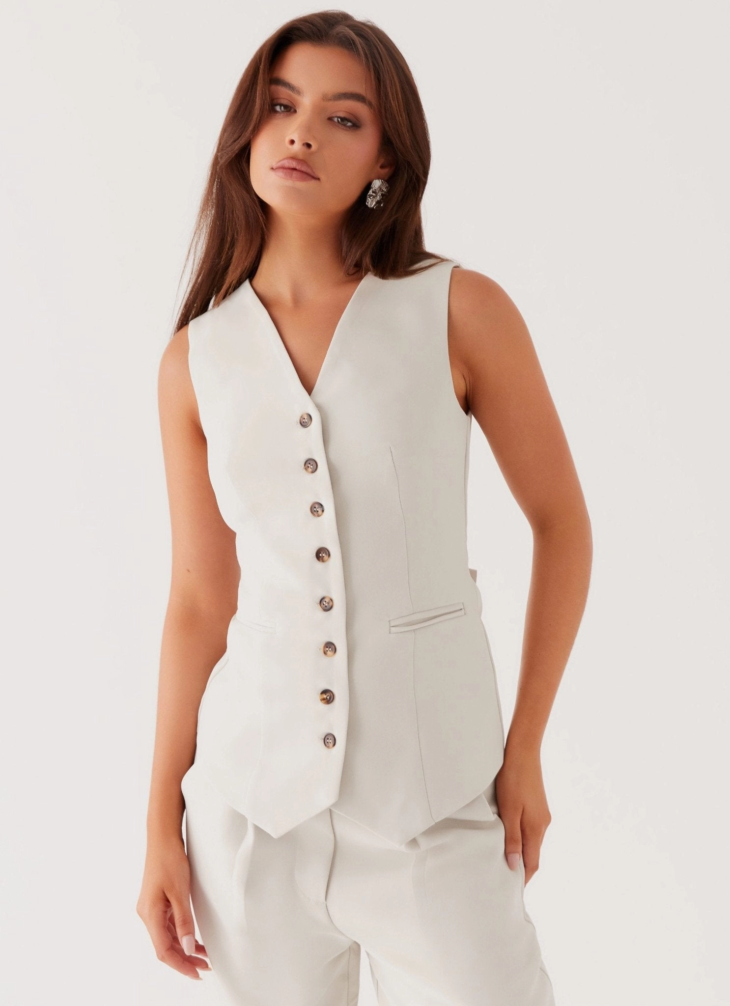 Strong Stitches Foldable Design Alexis Vest Top - Pebble
