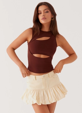 Kali Denim Mini Skirt - Ivory Sporty Comfort Wear Comfy Motion