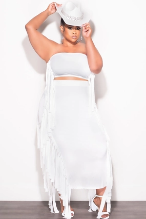 Anti Chafe Lining Final Sale Plus Size Strapless 2pc Set in White