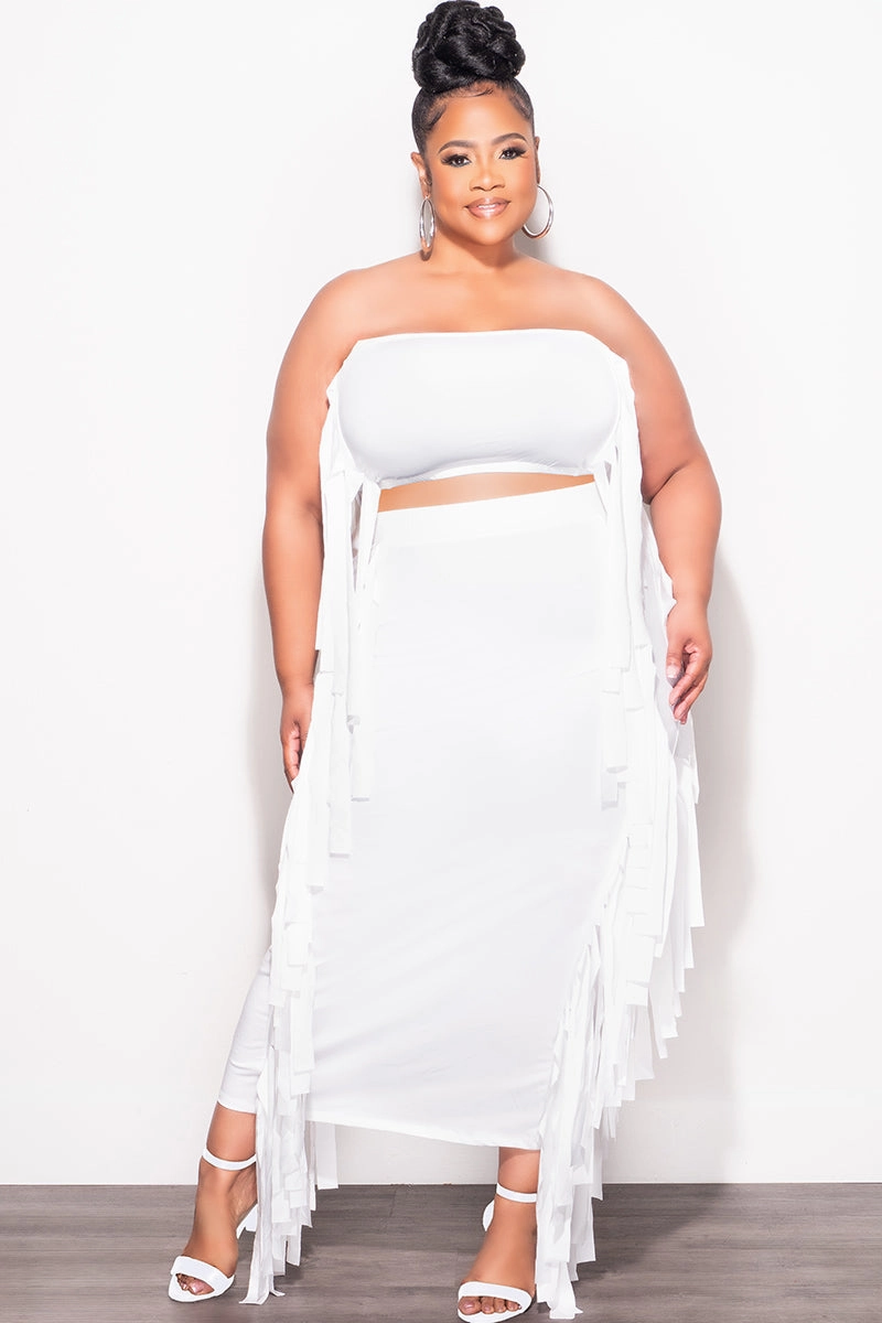 Final Sale Plus Size Strapless 2pc Set in White Chafe-Free Fit