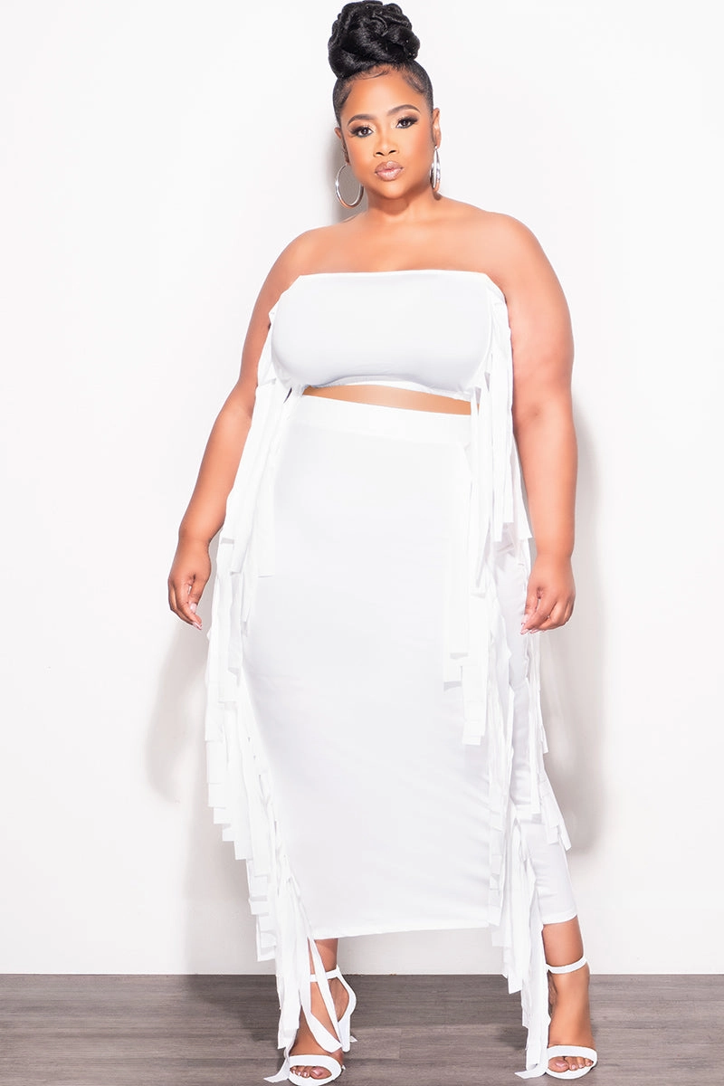 Casual Comfort Fit Final Sale Plus Size Strapless 2pc Set in White