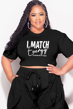 Smooth Fit Lining elastic waistband Final Sale Plus Size Fitted Black T-Shirt I Match Energy