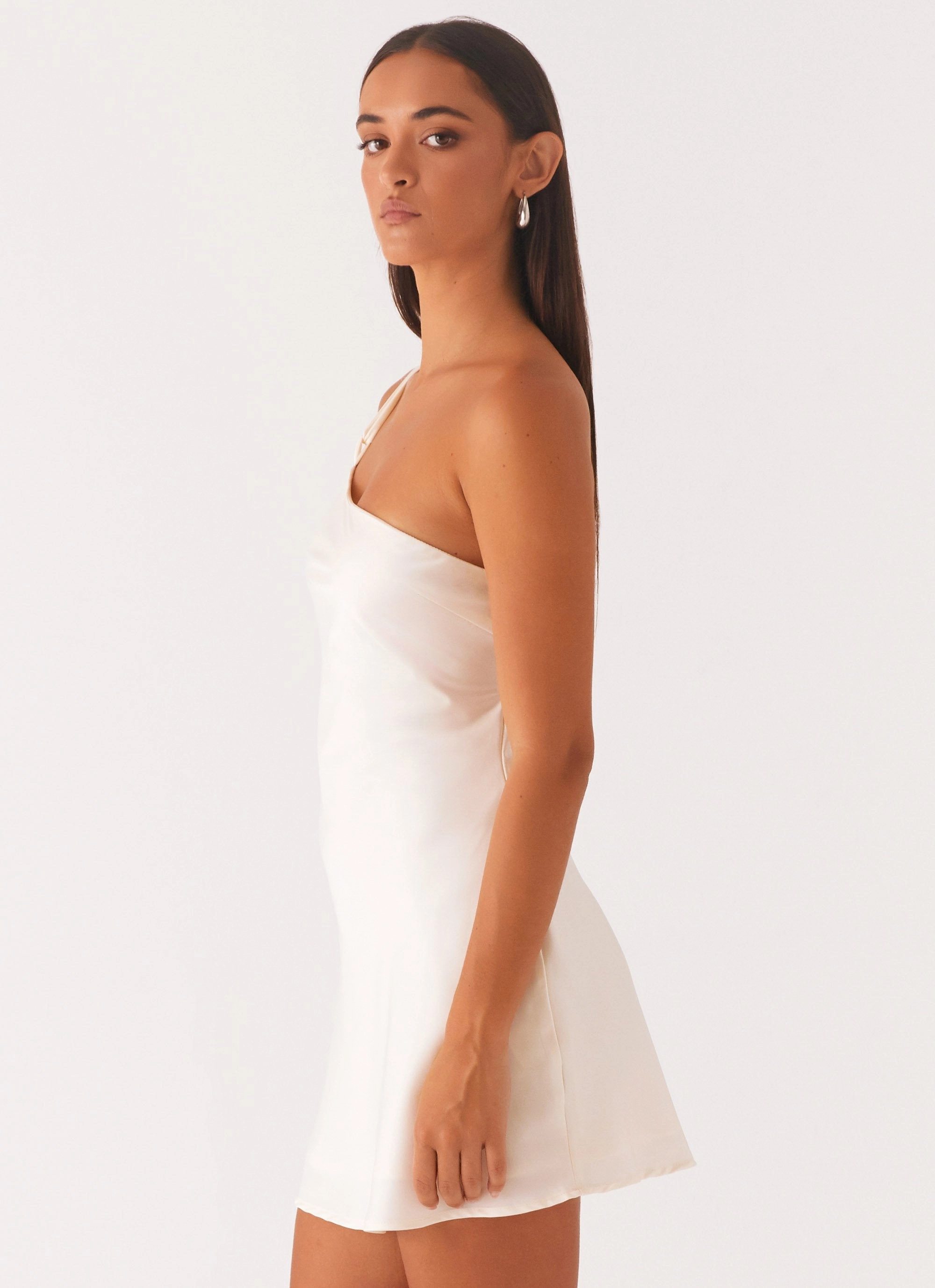 Refined Aesthetic Lights Out Mini Dress - Pearl