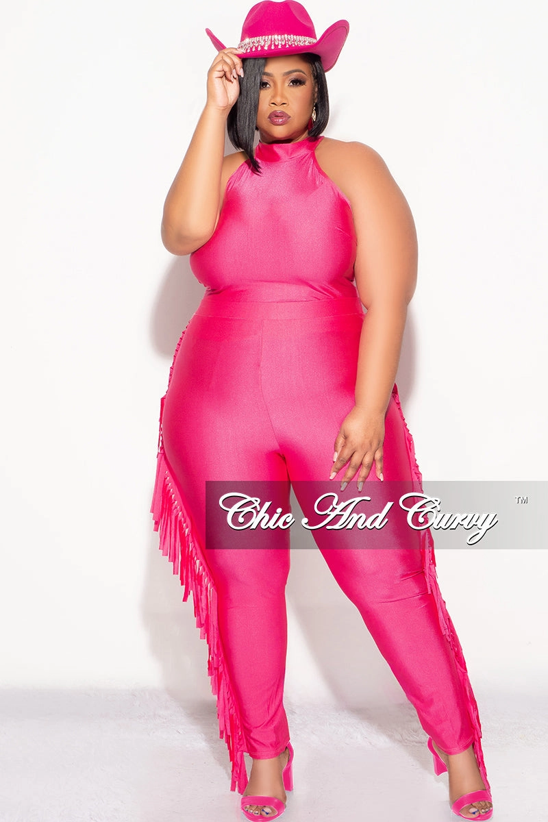 Final Sale Plus Size 2pc Fringe Legging Set with Crop Top in Fuchsia Chill Fit Seamless Technology
