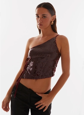 Cosmopolitan One Shoulder Top - Maroon Daily Essential OdorControl Treatment