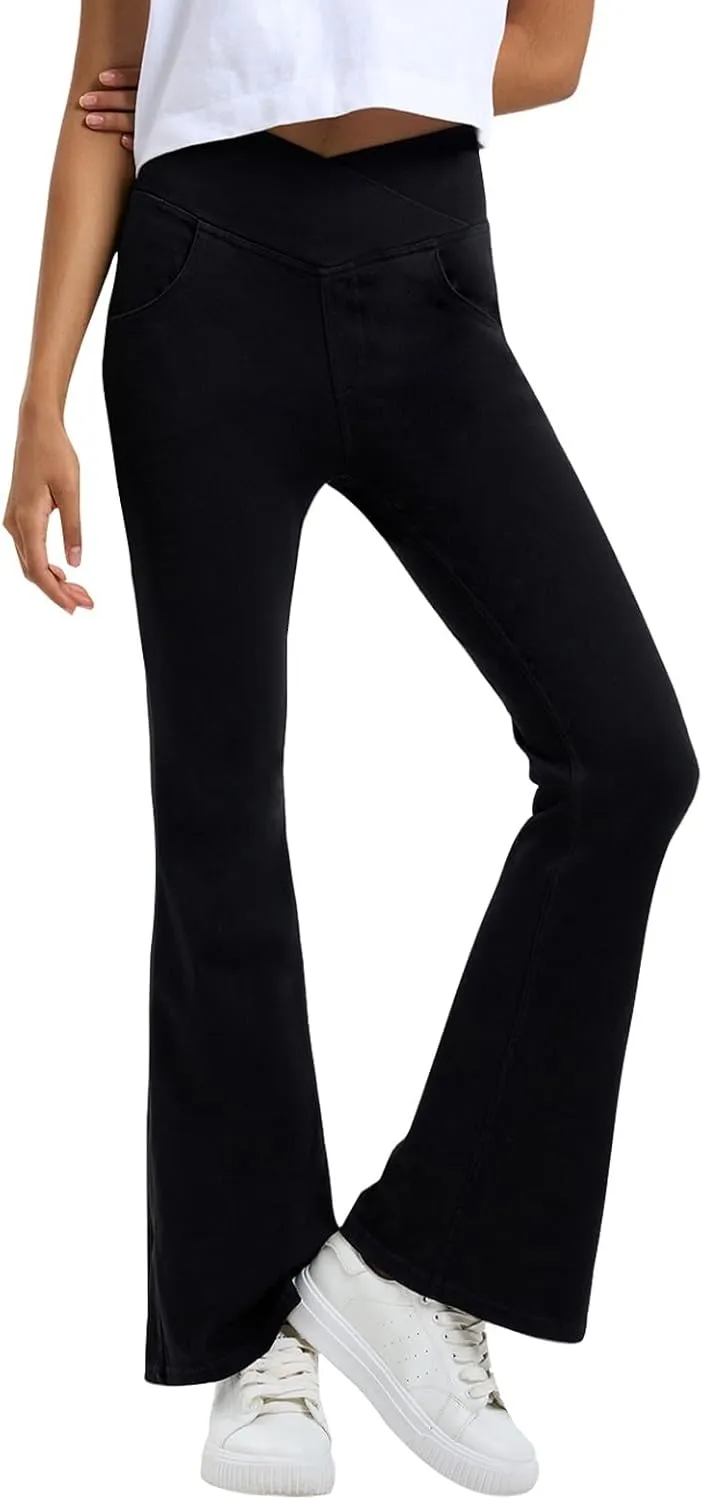 Flare Jeans for Women Crossover High Waisted Yoga Bootcut Jeans Stretchy Slim Fit Curvy Denim Bell Bottom Leggings