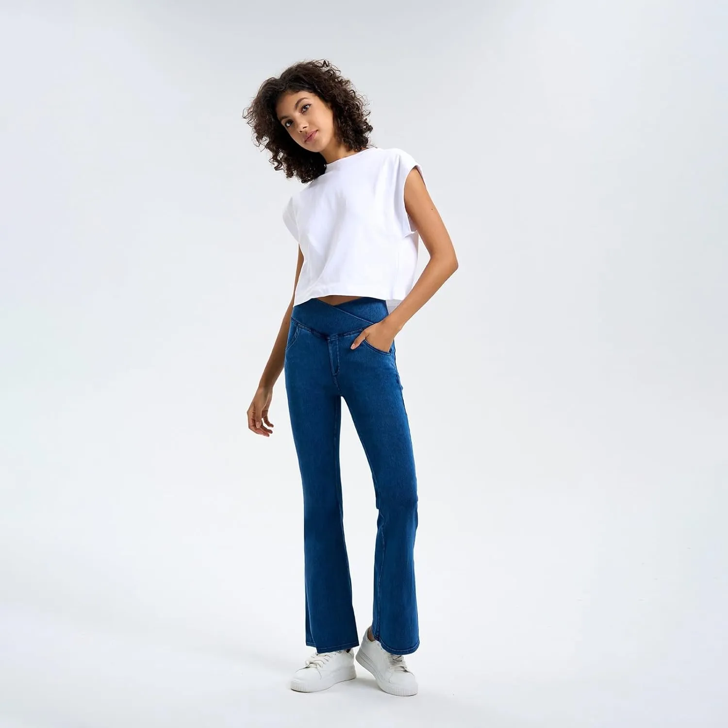 Flare Jeans for Women Crossover High Waisted Yoga Bootcut Jeans Stretchy Slim Fit Curvy Denim Bell Bottom Leggings