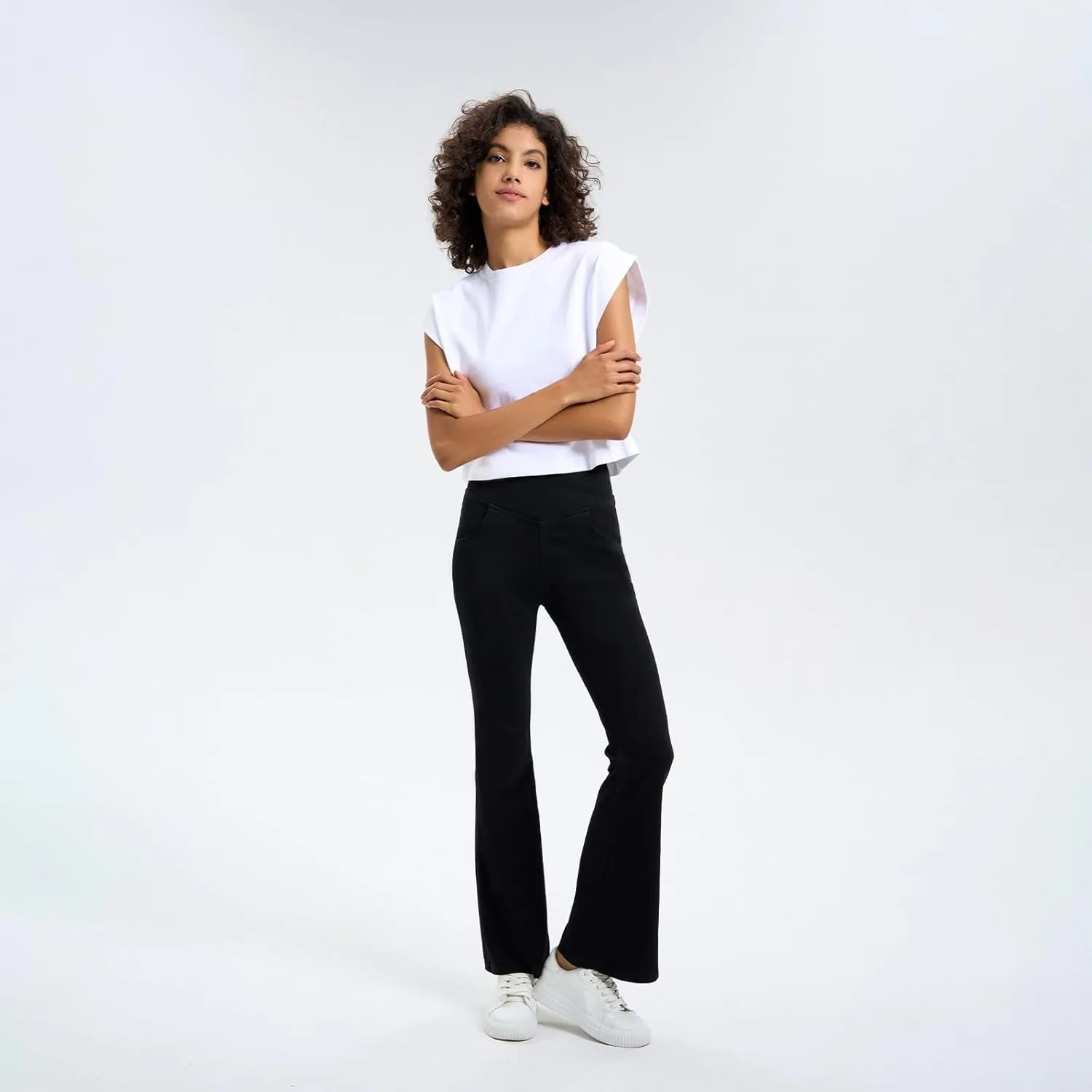 Flare Jeans for Women Crossover High Waisted Yoga Bootcut Jeans Stretchy Slim Fit Curvy Denim Bell Bottom Leggings