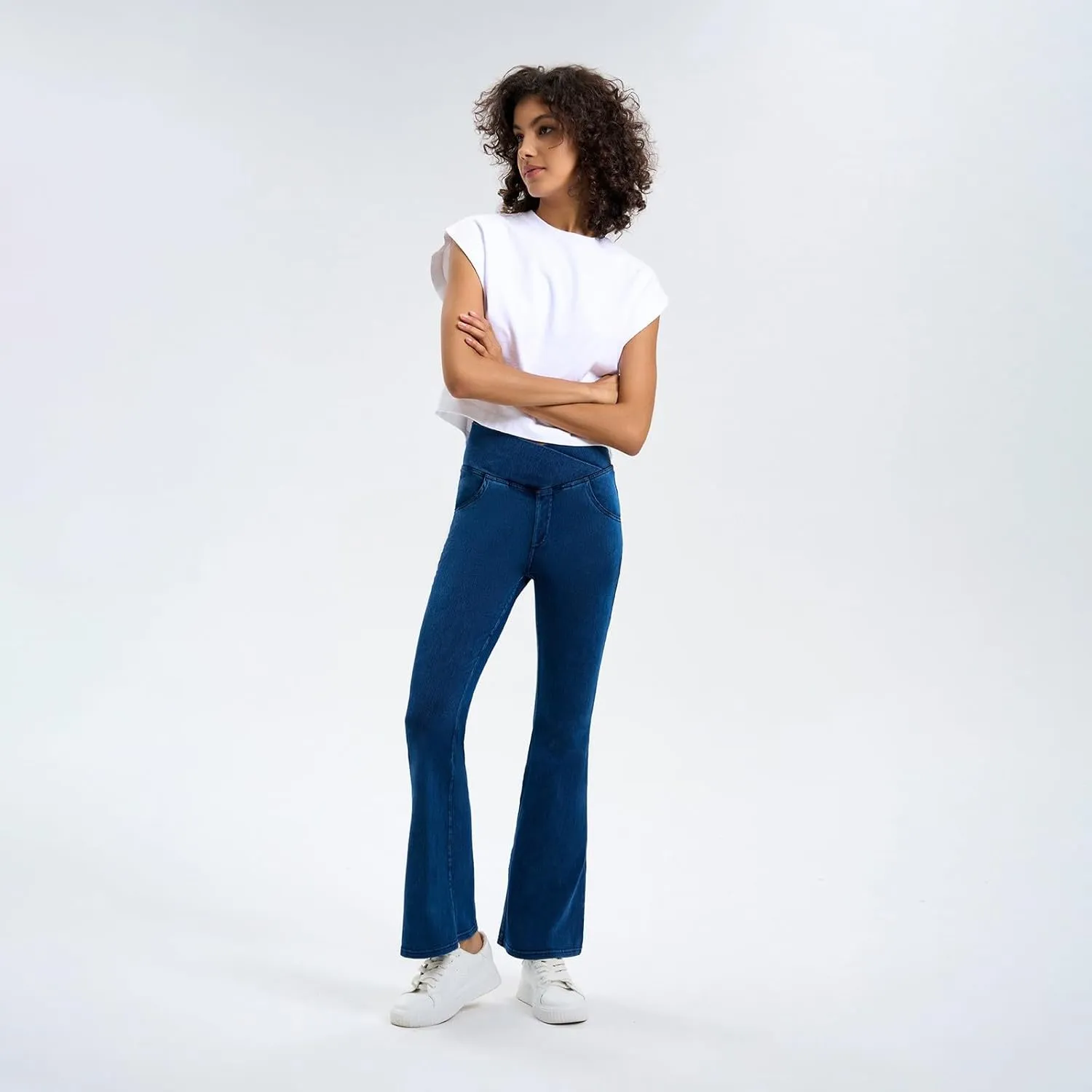 Flare Jeans for Women Crossover High Waisted Yoga Bootcut Jeans Stretchy Slim Fit Curvy Denim Bell Bottom Leggings