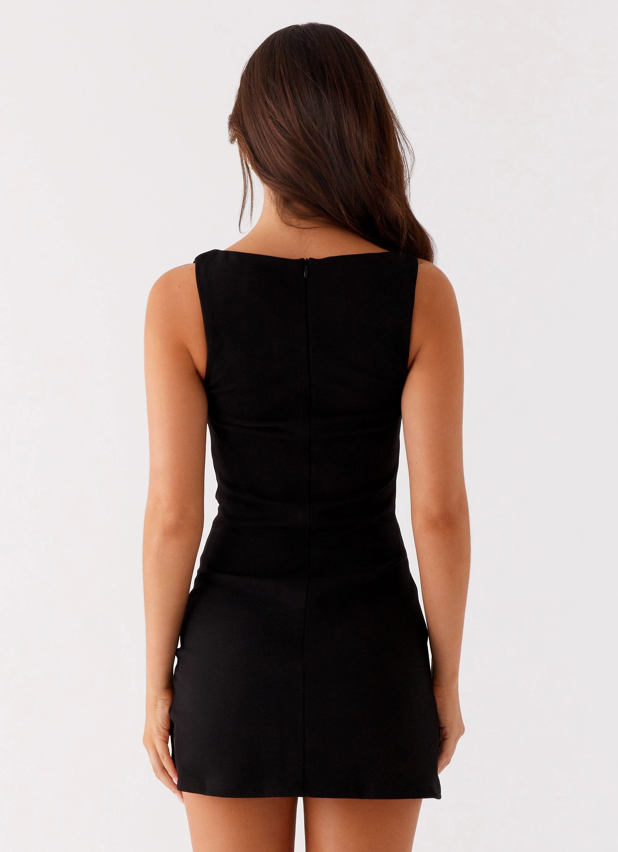 Sheer Panel Casual Silhouette Flashback Mini Dress - Black