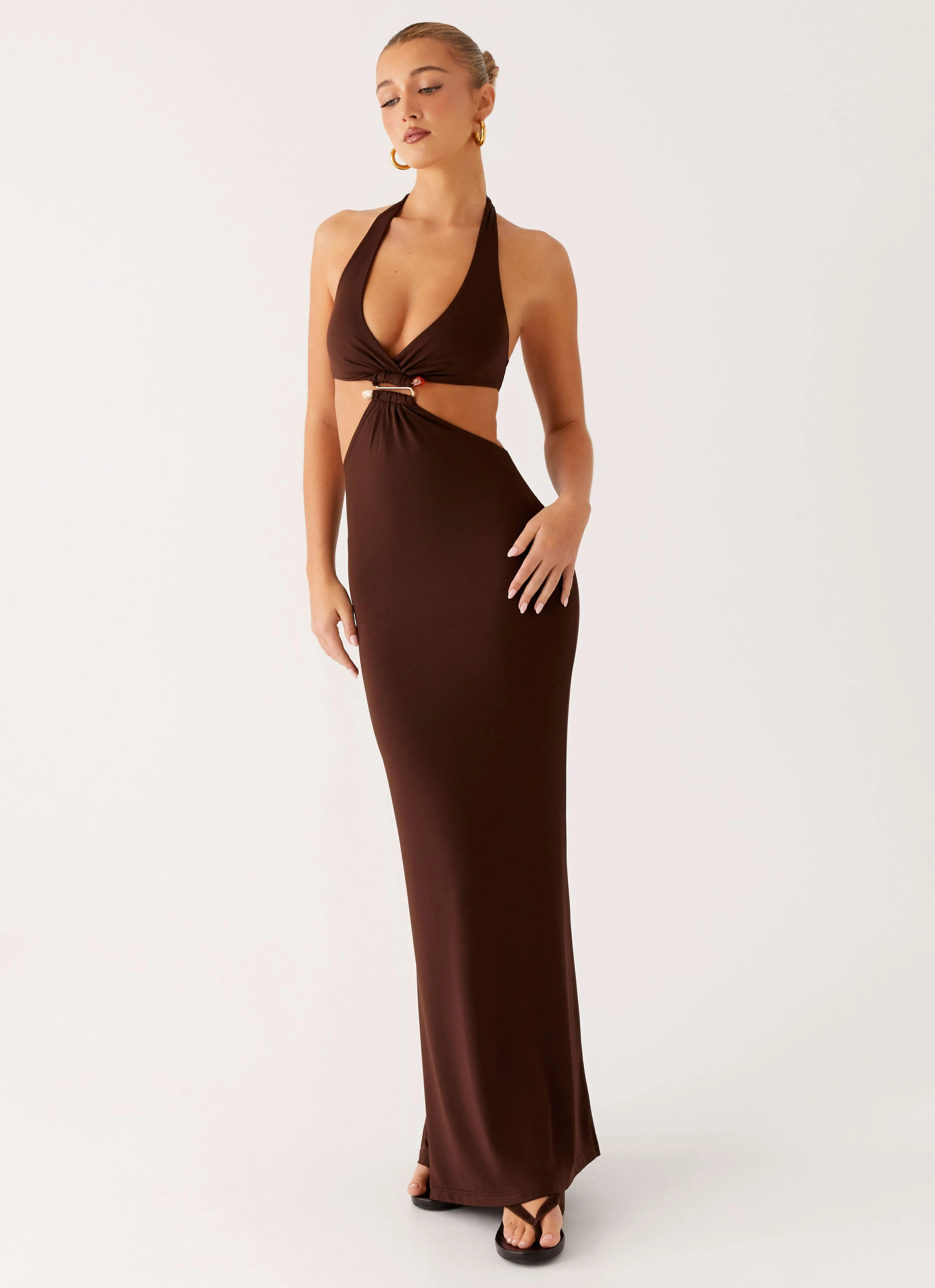Comfortable Fashion Shawnie Maxi Dress - Chocolate
