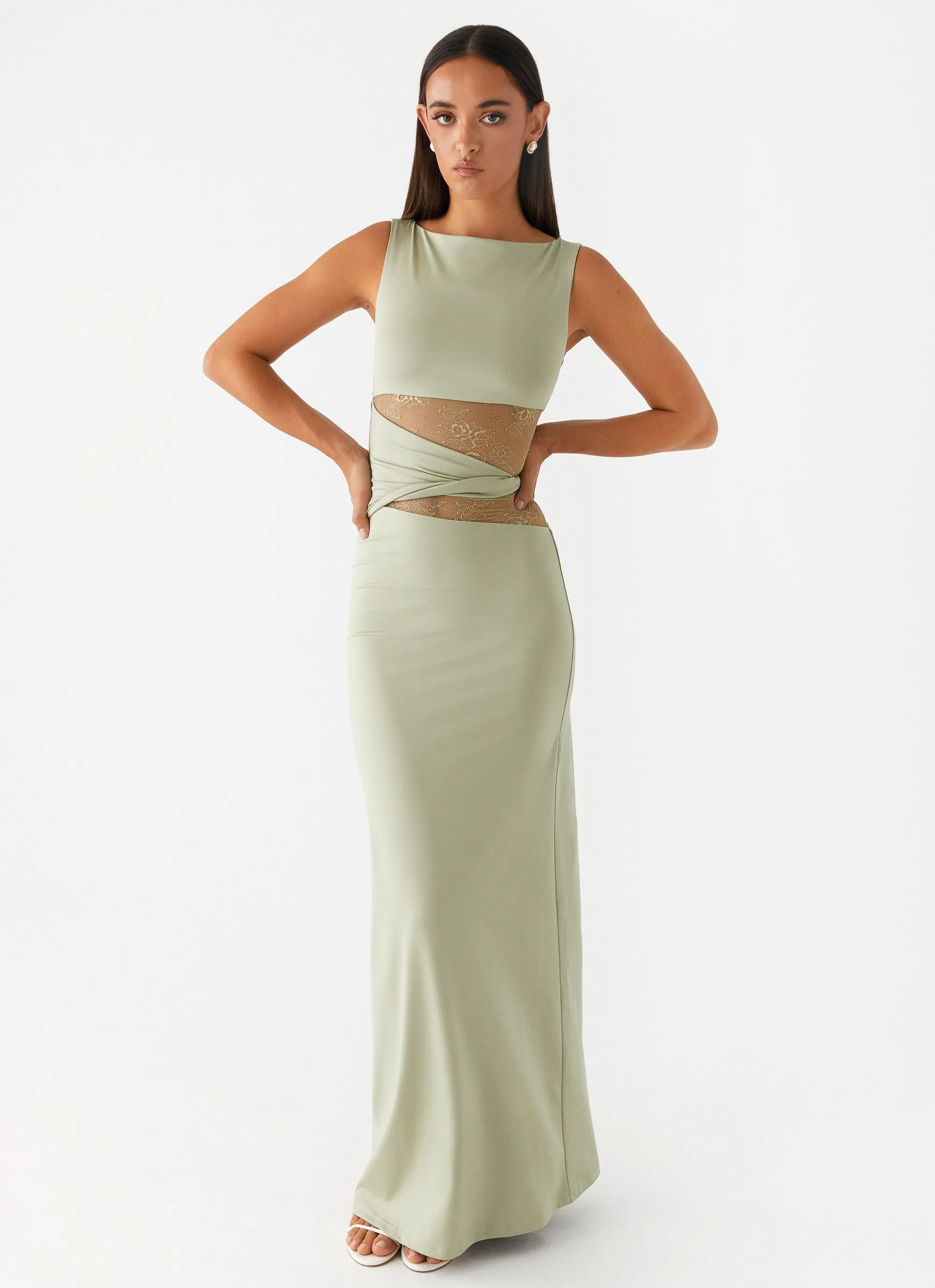 Lounge Moment Seasonal Wear Karma Maxi Dress - Sage
