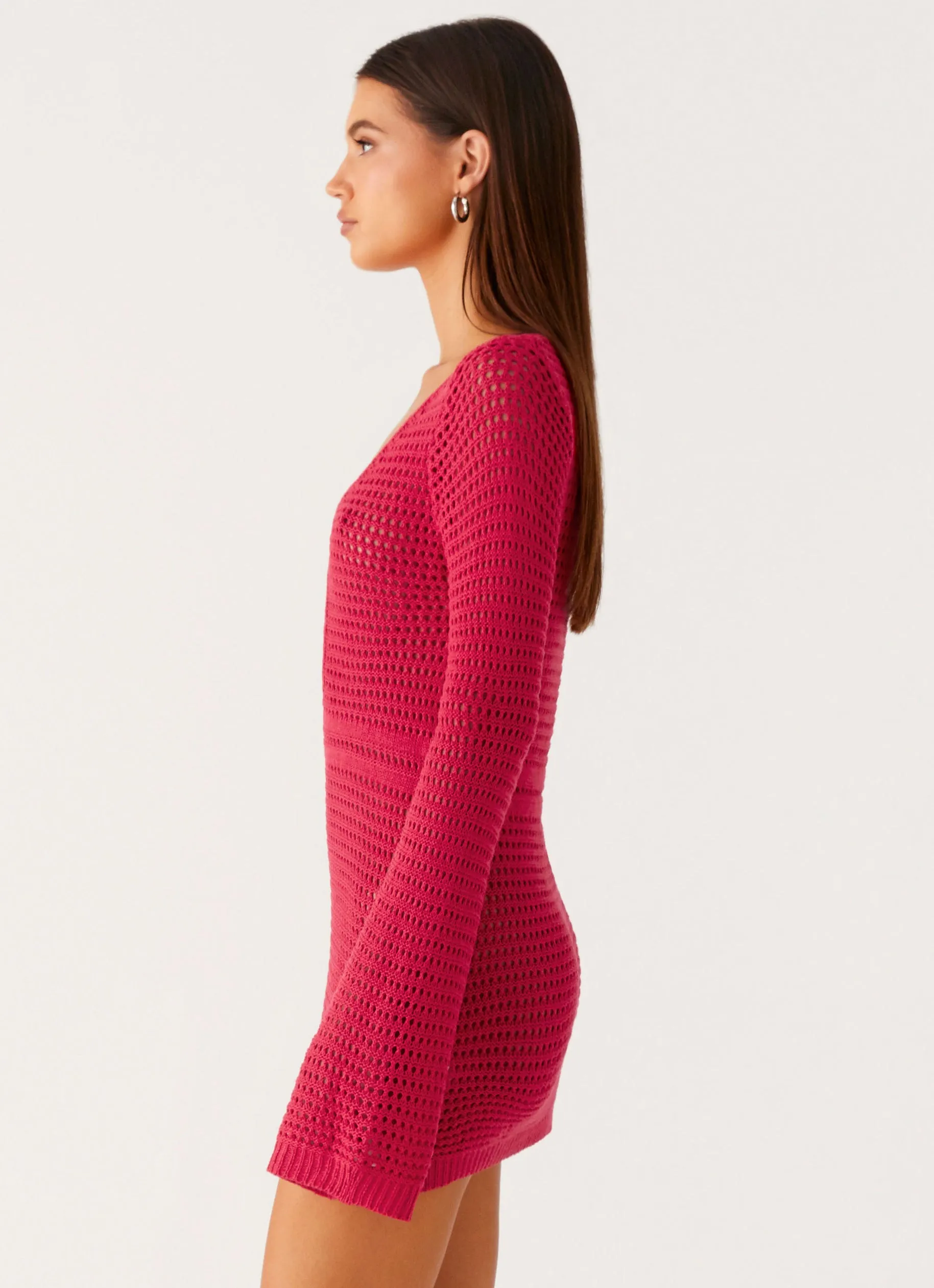 Sunriser Crochet Mini Dress - Pink Chic and Stylish