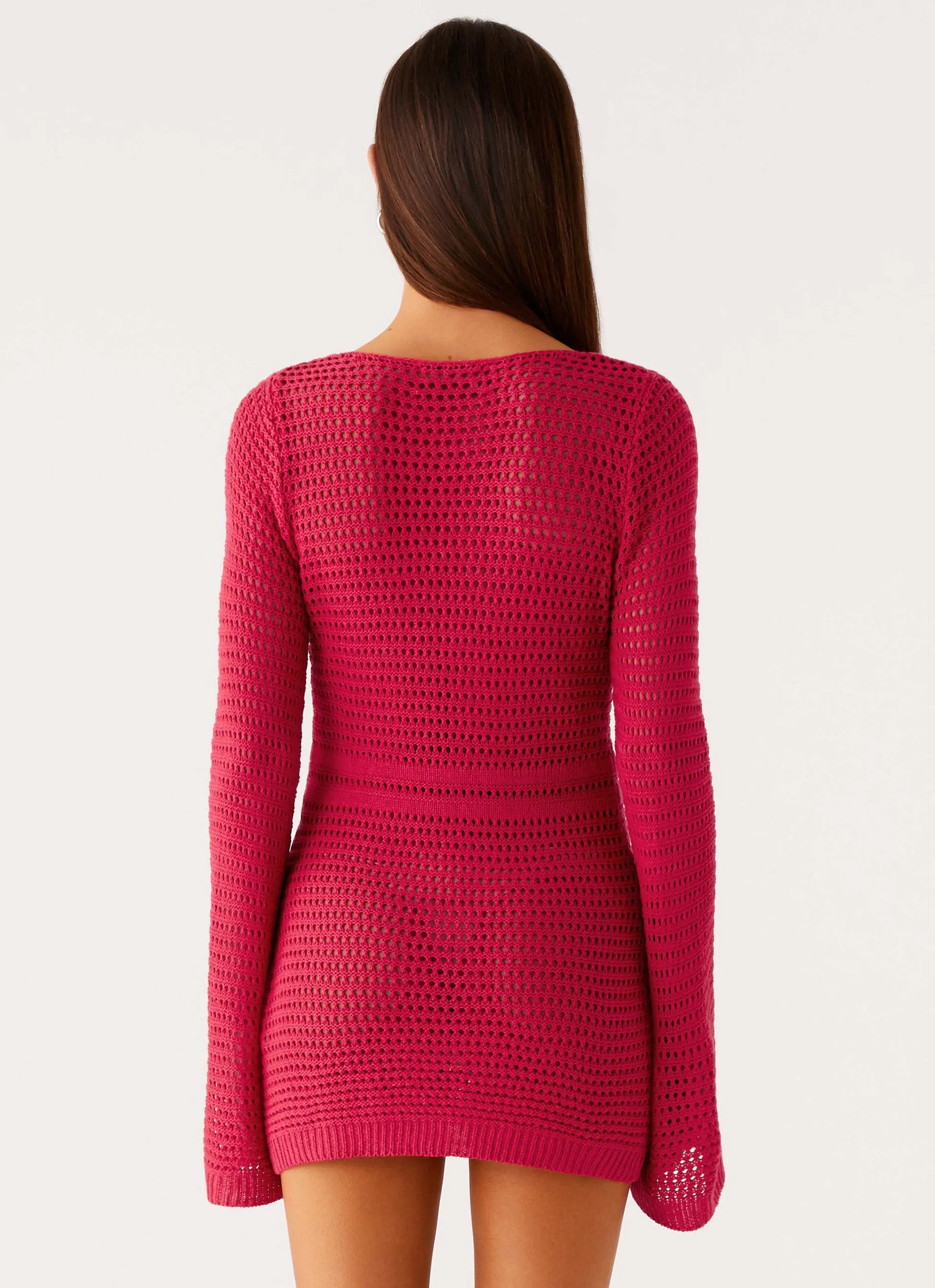 Soft Harmony Natural Light Sunriser Crochet Mini Dress - Pink