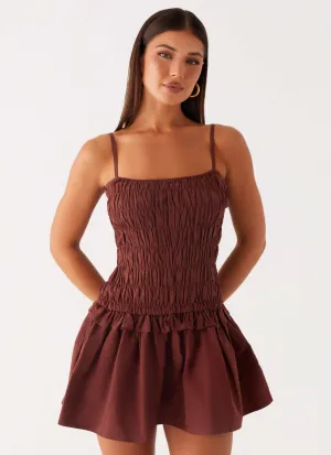 Jaxi Mini Dress - Chocolate Chic Silhouette Calm Flow