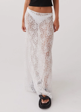Ready For Action Chill Wear Sugar Sweet Lace Maxi Skirt - White