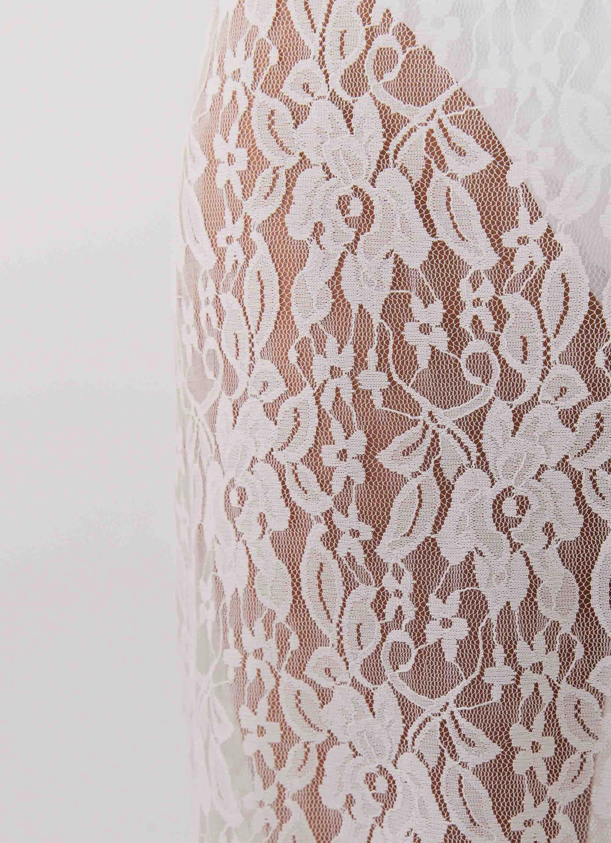 LightweightWeave ReinforcedStitching Sugar Sweet Lace Maxi Skirt - White
