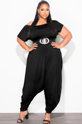Outdoor Adventure Final Sale Plus Size Harem Jumpsuit in Black