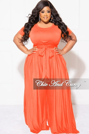 Stay Active Final Sale Plus Size 2pc Set Cropped Tie Top & Pants in Orange