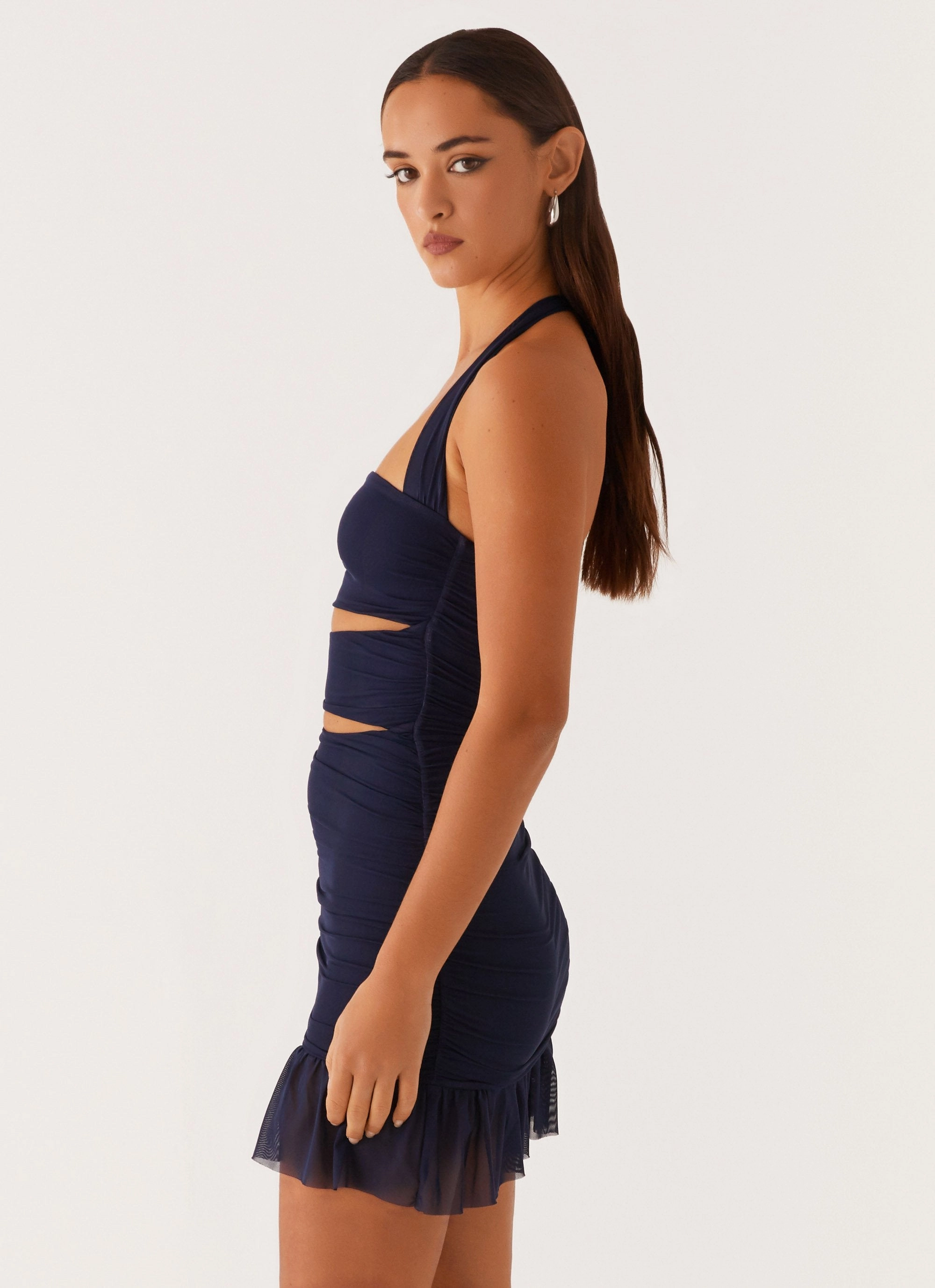 Silky-Lining Devyn Mini Dress - Navy