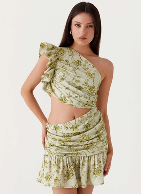 Relax Form Workwear Maisie Linen Mini Dress - Sage Floral