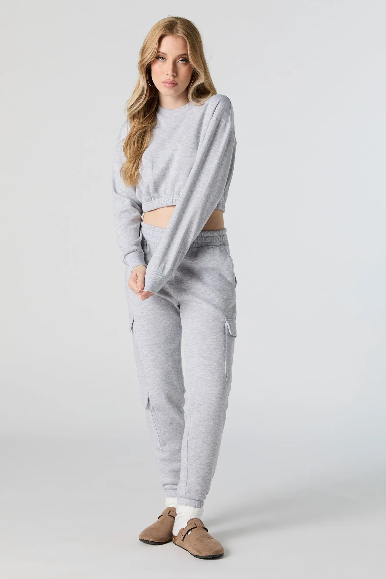 Fleece Cropped Crewneck Sweatshirt