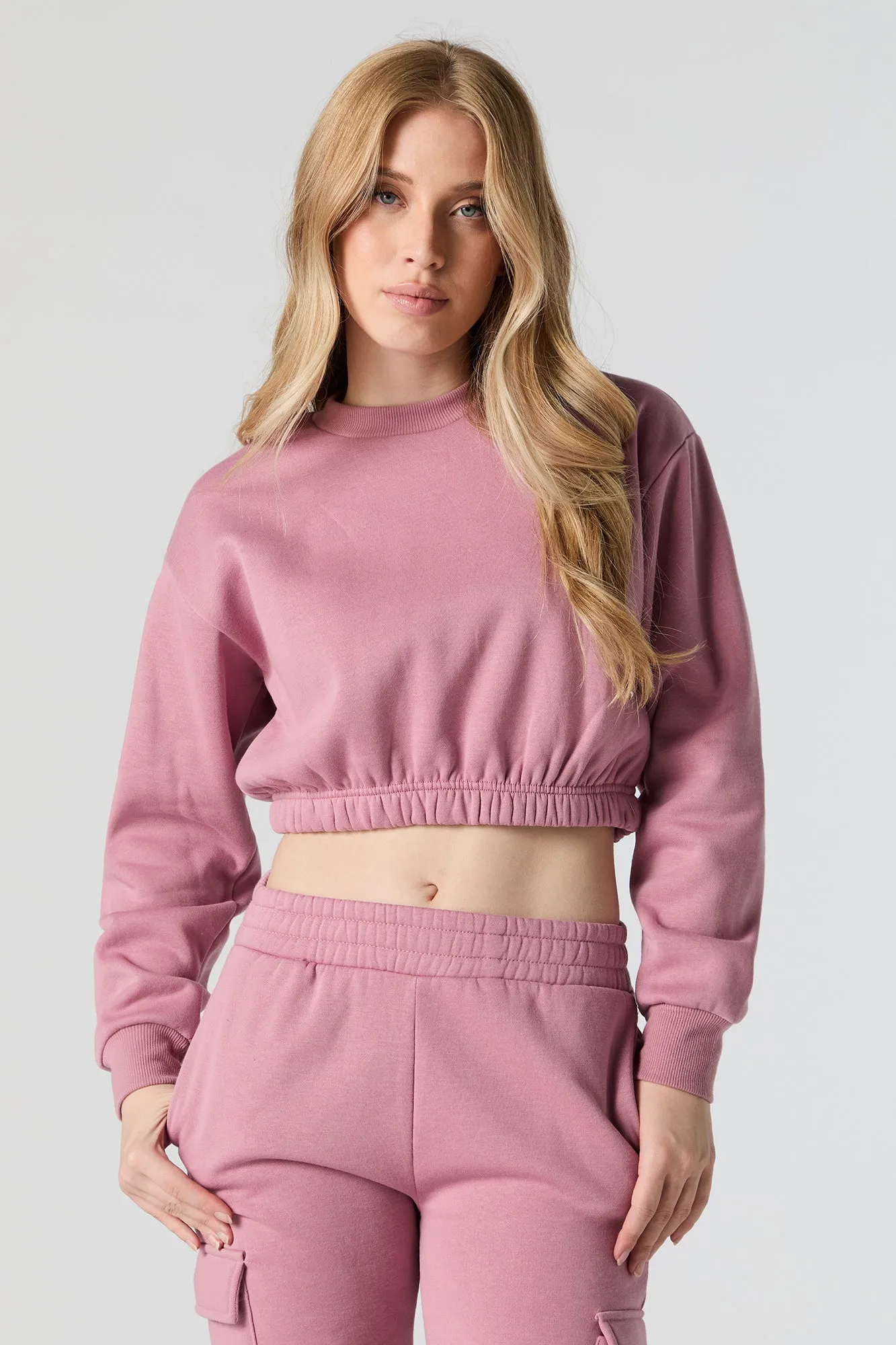 Fleece Cropped Crewneck Sweatshirt