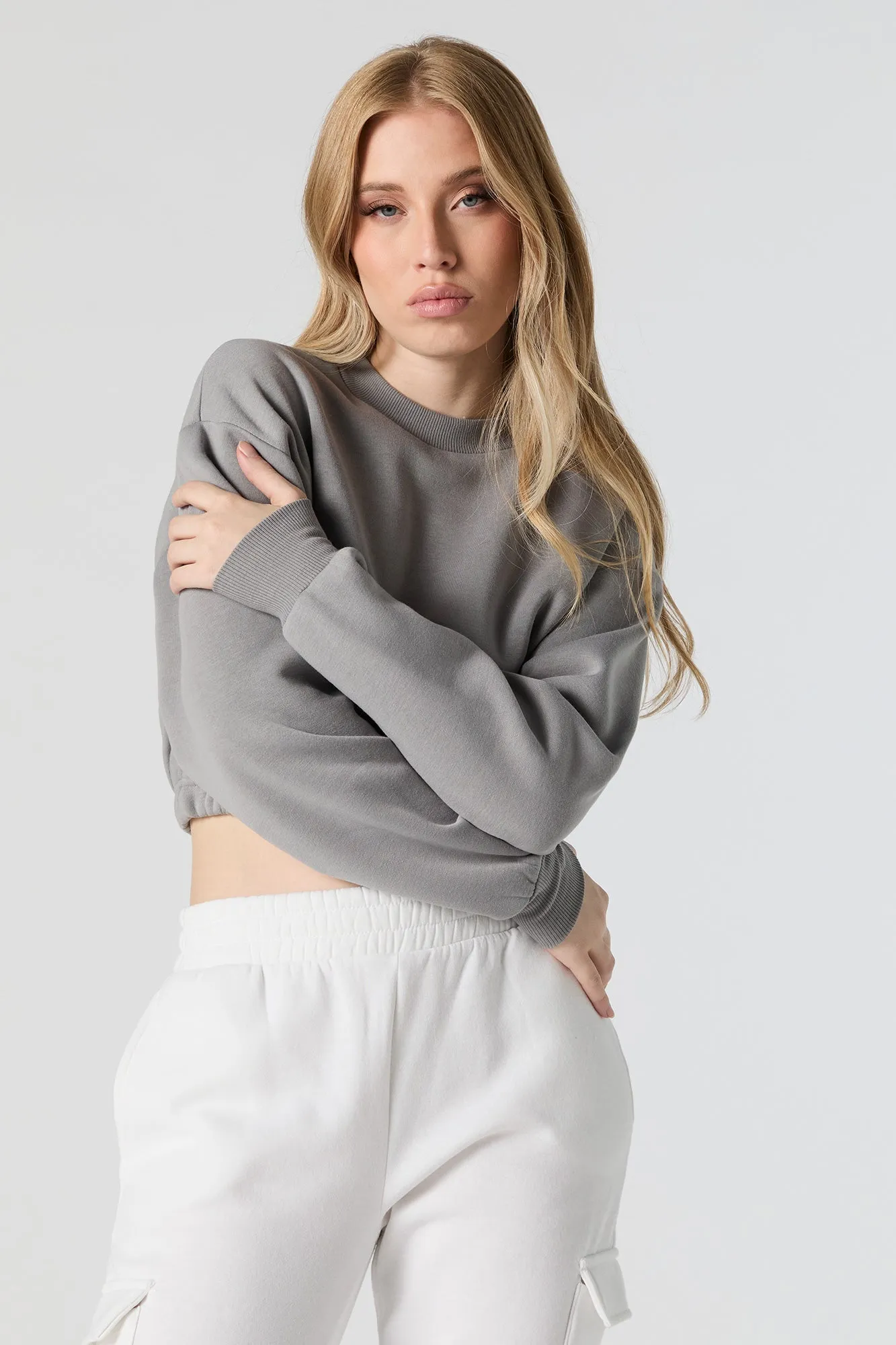 Fleece Cropped Crewneck Sweatshirt