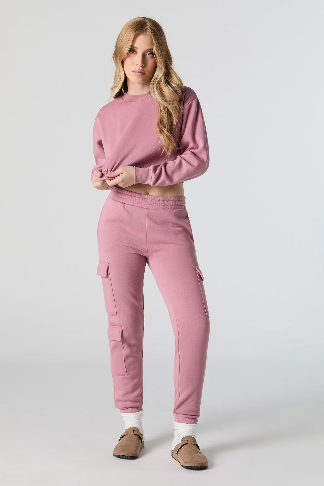 Fleece Cropped Crewneck Sweatshirt