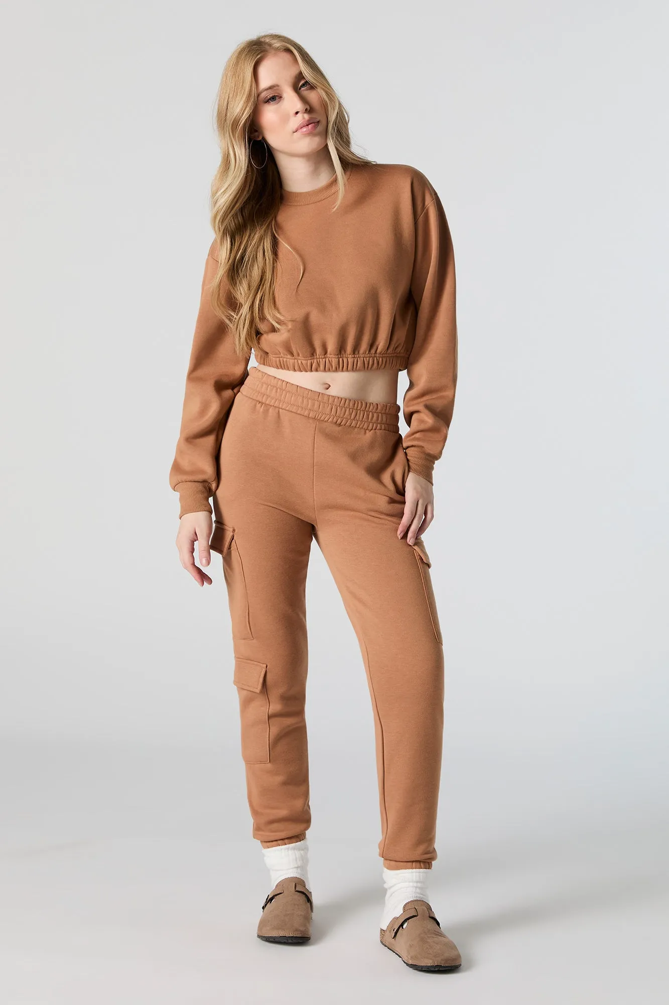 Fleece Cropped Crewneck Sweatshirt
