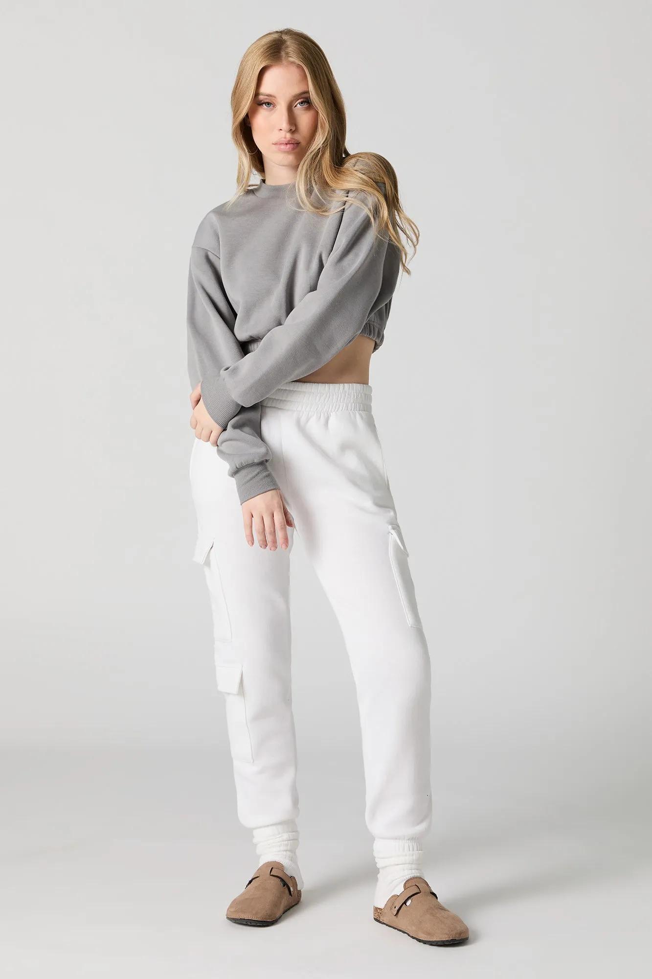 Fleece Cropped Crewneck Sweatshirt